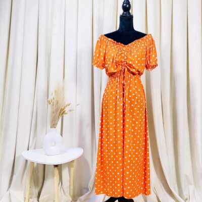 Rochie Dama, Midi, Buline, Portocaliu