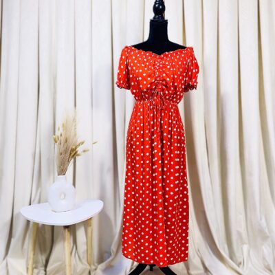 Rochie Dama, Midi, Buline, Rosu