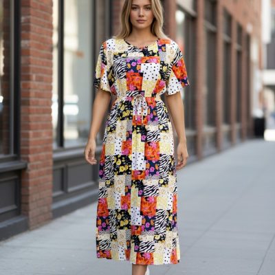 Rochie Dama, Maxi, Imprimeu Patchwork