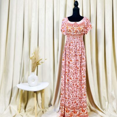 Rochie Dama, Lunga, Imprimeu Floral, Roz