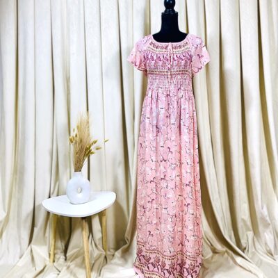 Rochie Dama, Lunga, Imprimeu Floral, Roz Deschis