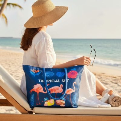 Geanta de plaja, Fashion, Tropical, Bleumarin