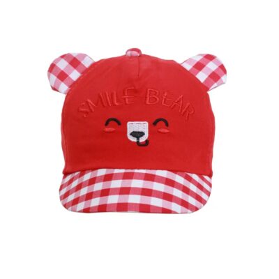 Sapca Bebe, Smile Bear, Bumbac, Rosu, 46 cm