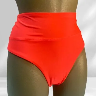 Slip de baie, Talie Inalta, Brazilian, Portocaliu Neon