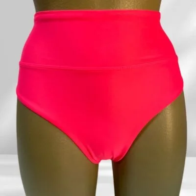 Slip de baie, Talie Inalta, Brazilian, Roz Neon