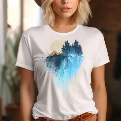Tricou Femei, Bumbac, Mountain Art, Alb