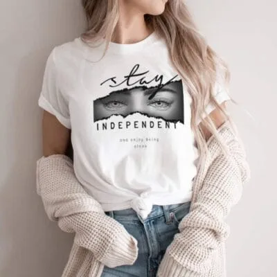 Tricou Femei, Bumbac, Stay Independent, Alb