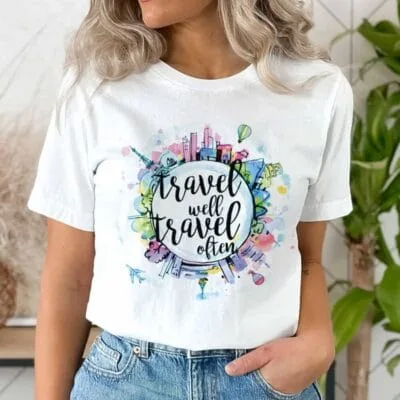 Tricou Femei, Bumbac, Travel Well And Often , Alb