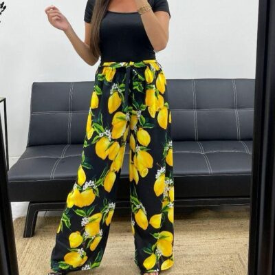 Pantaloni Largi de Primavara-Vara, Lamai, Negru