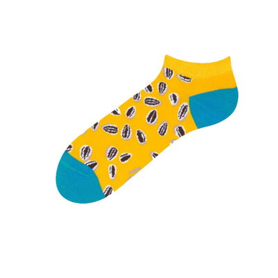 Sosete Fashion Scurte, Unisex, One-Size, Imprimeu Seminte, Galben