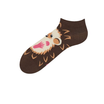 Sosete Fashion Scurte, Unisex, One-Size, Imprimeu Arici, Maro