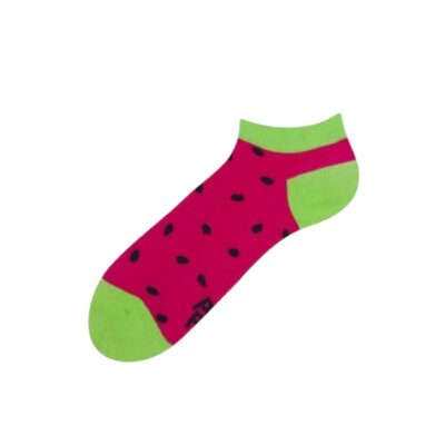 Sosete Fashion Scurte, Unisex, One-Size, Imprimeu Pepene, Roz/Verde