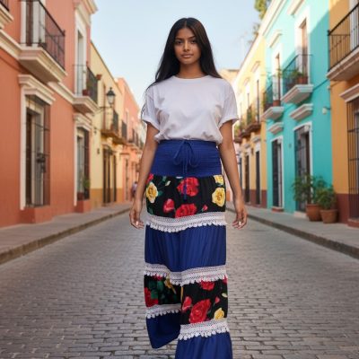 Fusta Vaporoasa, Insertii Dantela, Trandafiri, Rosu/Galben