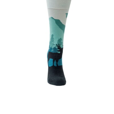 Sosete Fashion, Unisex, One-Size, Imprimeu Cerb, Bleu