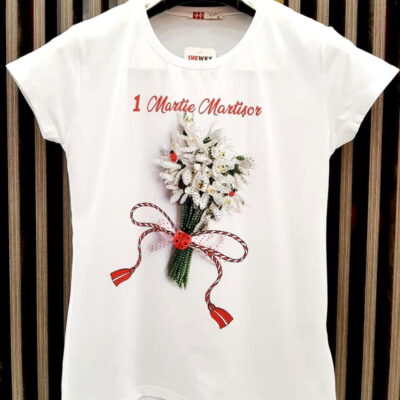 Tricou pentru femei, 1 Martie, Alb/Multicolor