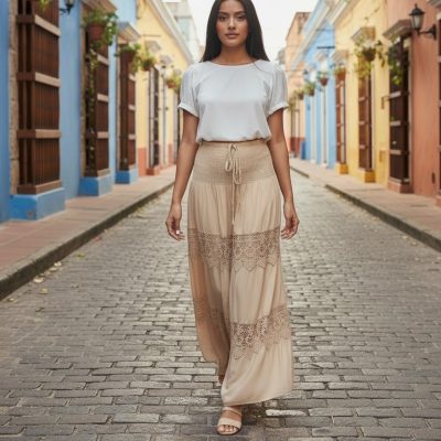 Fusta Vaporoasa, Dantela, Bej