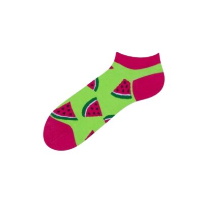 Sosete Fashion Scurte, Unisex, One-Size, Imprimeu Pepene, Verde/Roz