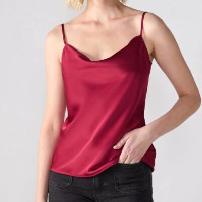 Top Satin, Bretele, Marime Universala, Visiniu