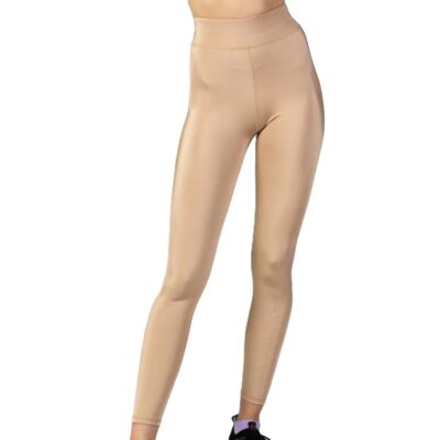 Colanti pentru Femei, Slimfit, Textura Semi Lucioasa, Bej