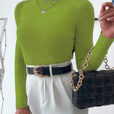 Maleta, Slimfit, Tricot Fin, Dungi Late, Vascoza, Verde Deschis