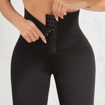 Colanti pentru Femei, Corset reglabil cu trei rânduri de închidere, Negru