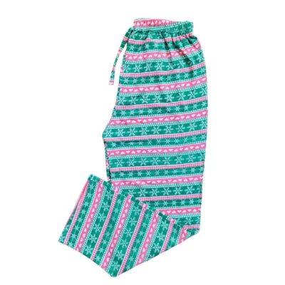 Pantaloni pijama, Fulgi, Bumbac, Verde/Rosu