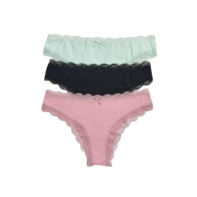 Chiloți brazilieni din bumbac - set de 3 bucăți