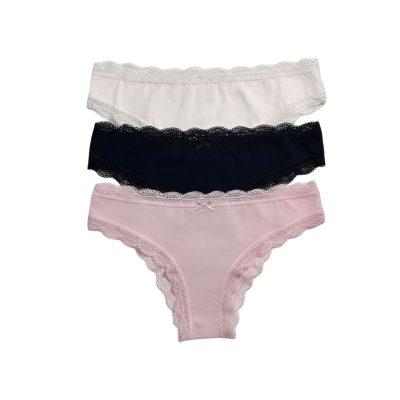 Chiloți brazilieni din bumbac - set de 3 bucăți