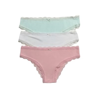 Chiloți brazilieni din bumbac - set de 3 bucăți