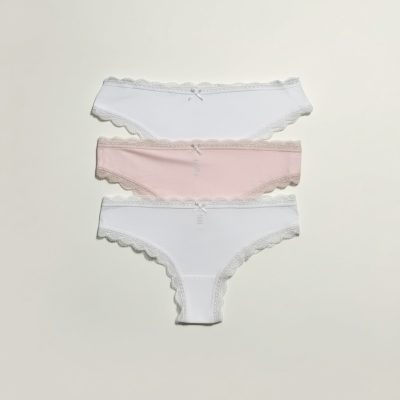 Chiloți brazilieni din bumbac - set de 3 bucăți