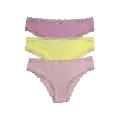 Chiloți brazilieni din bumbac - set de 3 bucăți