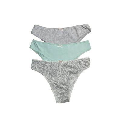 Chiloți brazilieni din bumbac - set de 3 bucăți