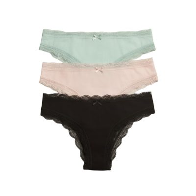 Chiloți brazilieni din bumbac - set de 3 bucăți