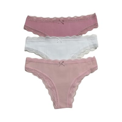 Chiloți brazilieni din bumbac - set de 3 bucăți