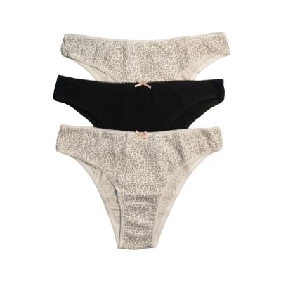 Chiloți brazilieni din bumbac - set de 3 bucăți