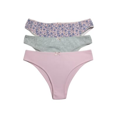 Chiloți brazilieni din bumbac - set de 3 bucăți