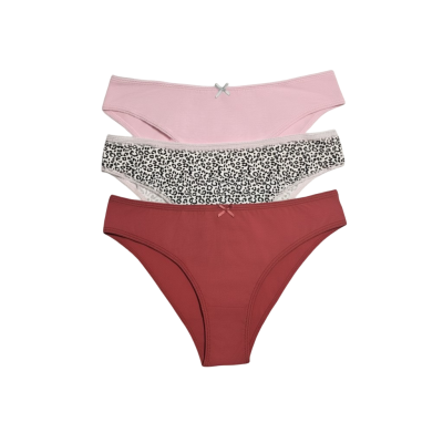 Chiloți brazilieni din bumbac - set de 3 bucăți