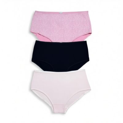 Chiloți cu talie inalta din bumbac - set de 3 bucăți