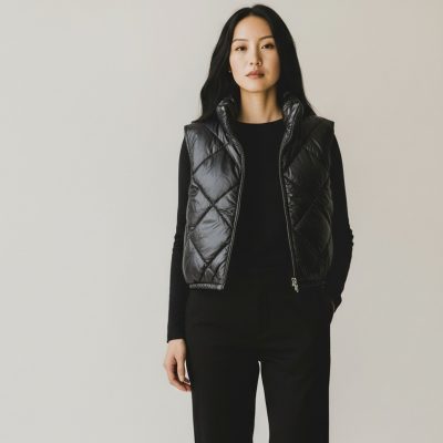 Vesta Scurta de Fas, Fermoar, Negru