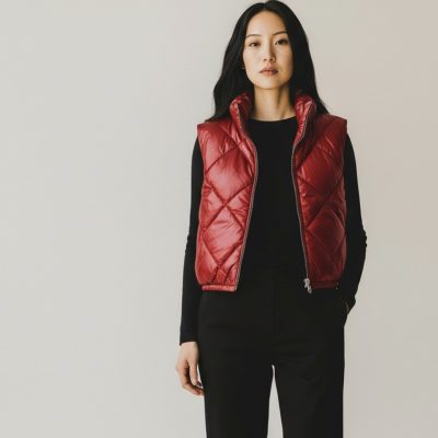 Vesta Scurta de Fas, Fermoar, Rosu