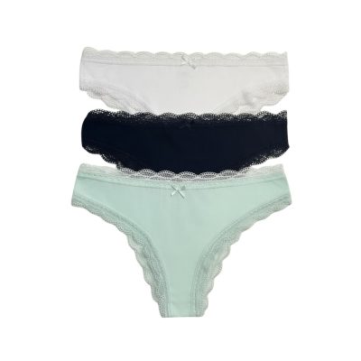 Chiloți brazilieni din bumbac - set de 3 bucăți