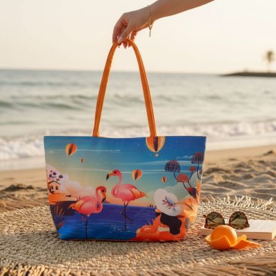 Geanta de plaja, Fashion, Albastru/Portocaliu