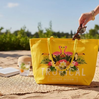 Geanta de plaja, Fashion, Tropical, Galben