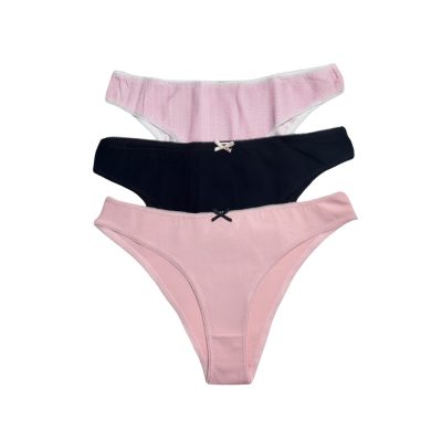 Chiloți brazilieni din bumbac - set de 3 bucăți