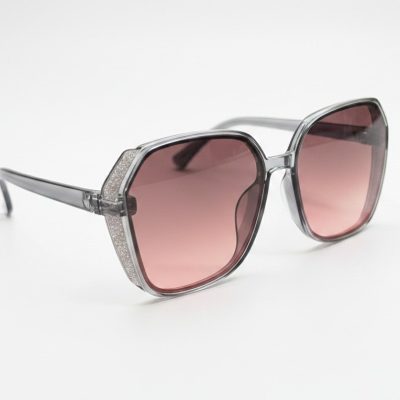 Ochelari de soare, Femei, Sclipici, Oversize, UV400, Gri-Transparent