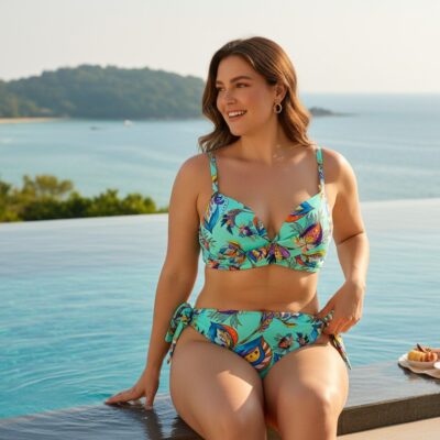 Costum de baie, Doua Piese, Marime Mare, Turcoaz