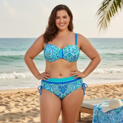 Costum de baie, Doua Piese, Marime Mare, Albastru